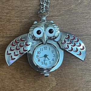 Owl Necklace with time piece with 30" chain
